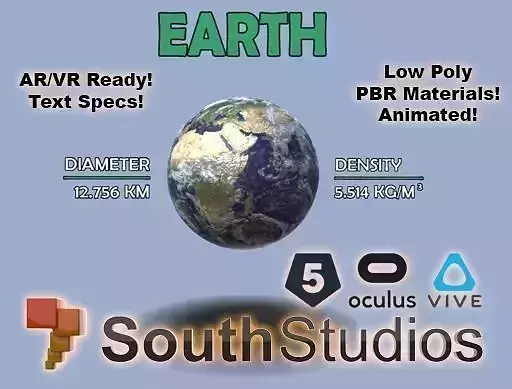 Animated Earth AR VR Unity 3dsmax  Low-poly 3D model