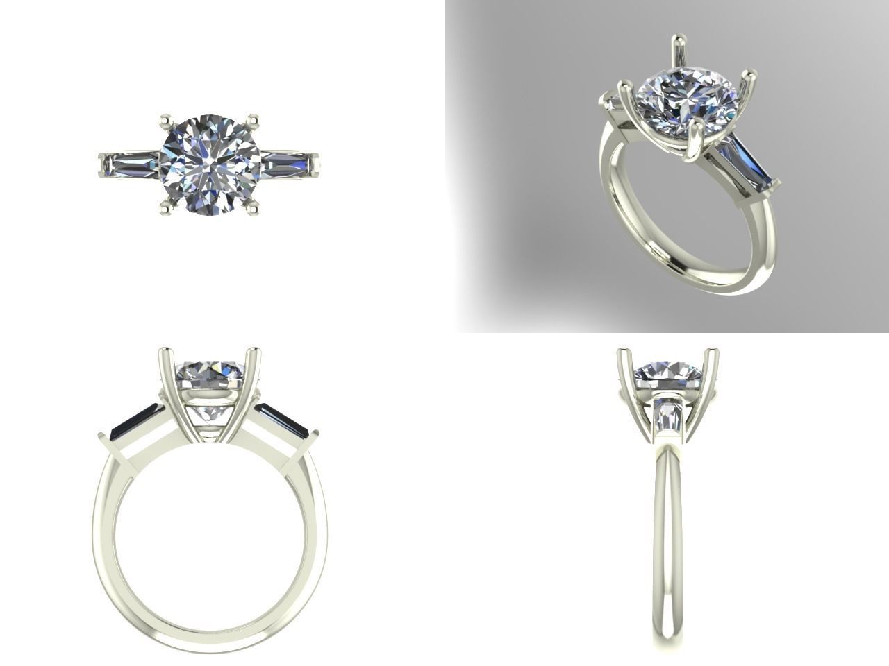 solitaire engagement ring 3D print model_1