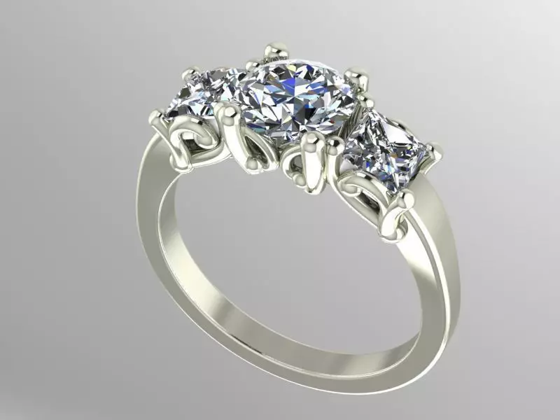 3 stone ring 3D print model_0