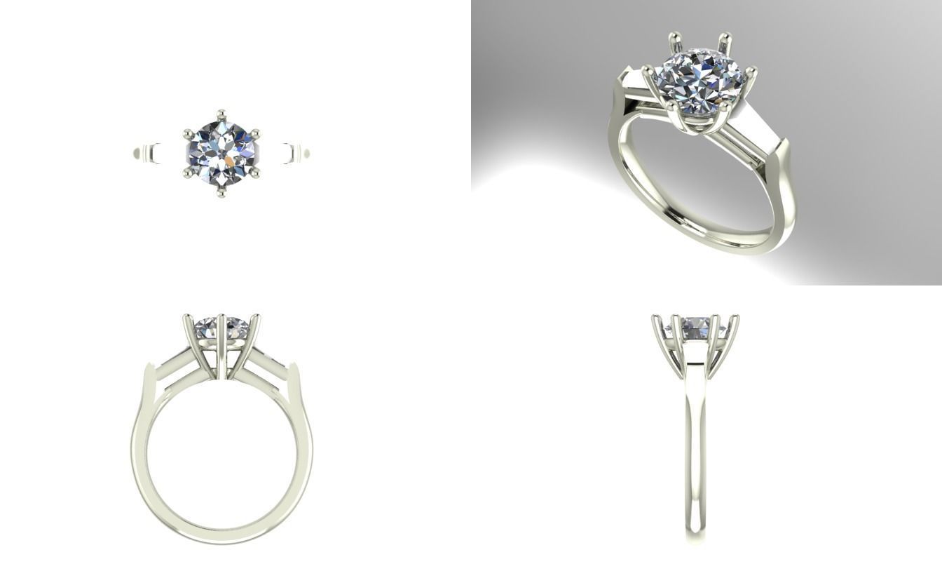 Solitaire engagement ring 3D print model_1