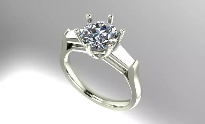 Solitaire engagement ring 3D print model_0