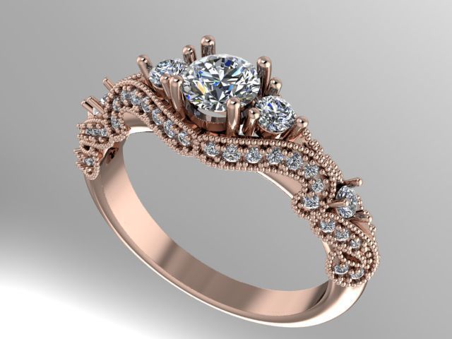 vintage engagement ring 3D print model