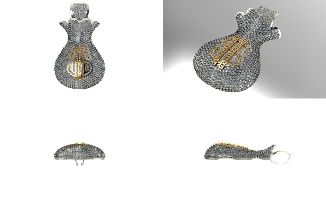 money bag pendant 3D print model_1