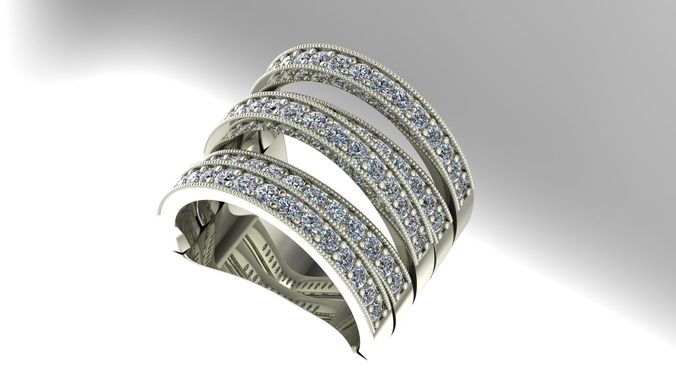 Multi row diamond band 3D print model