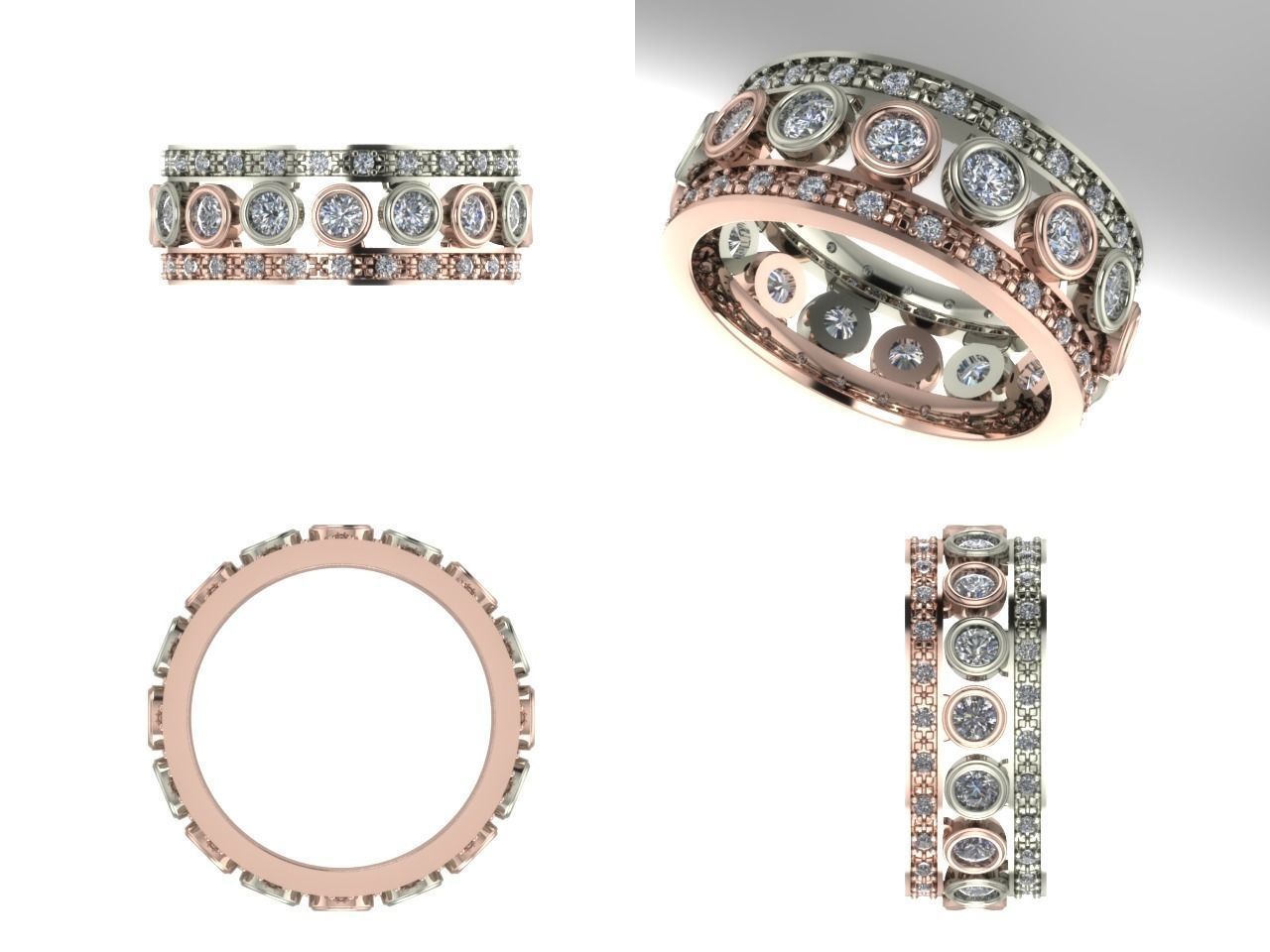 bezel set stackable ring 3D print model_1