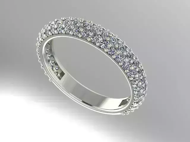 3 row pave wedding band