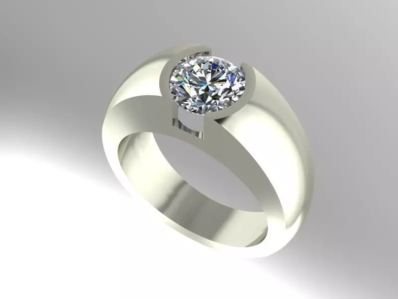 Bezel set solitaire 3D print model_0