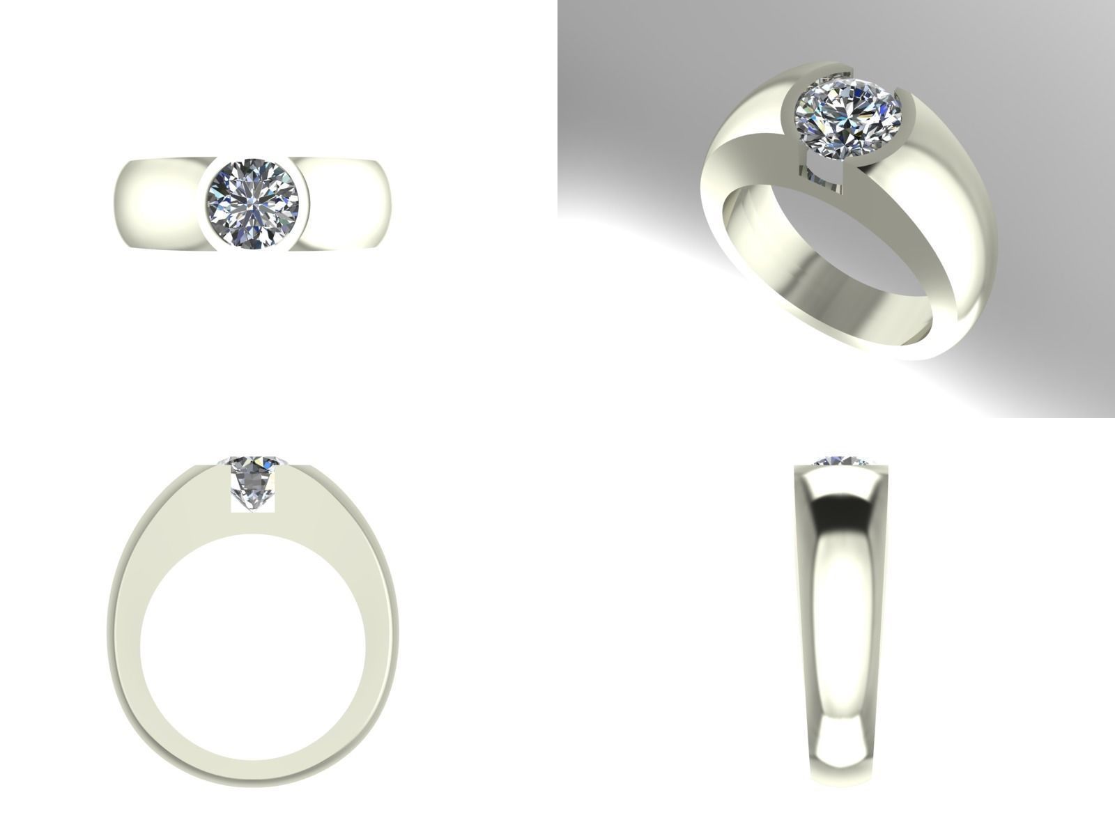 Bezel set solitaire 3D print model_1