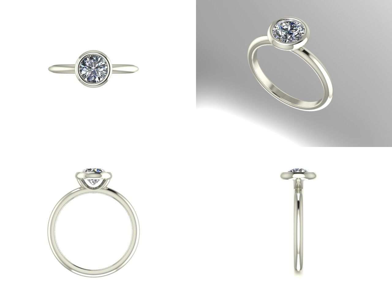 bezel set solitaire 3D print model_1