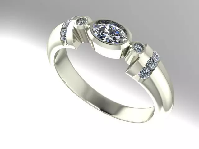 bezel set oval engagement ring 3D print model_0