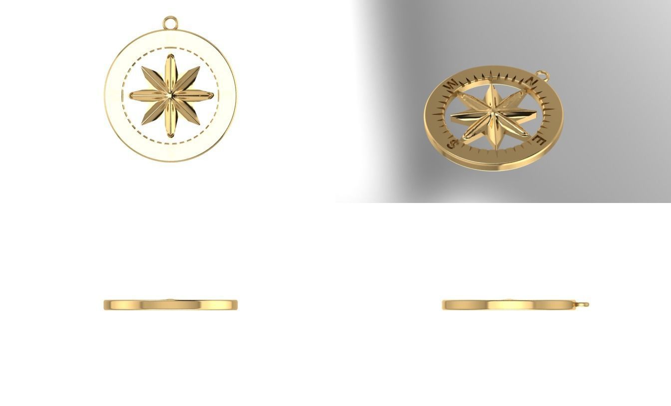compass pendant 3D print model_1