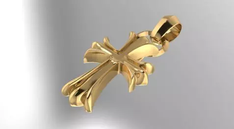 gold cross pendant 3D print model_0