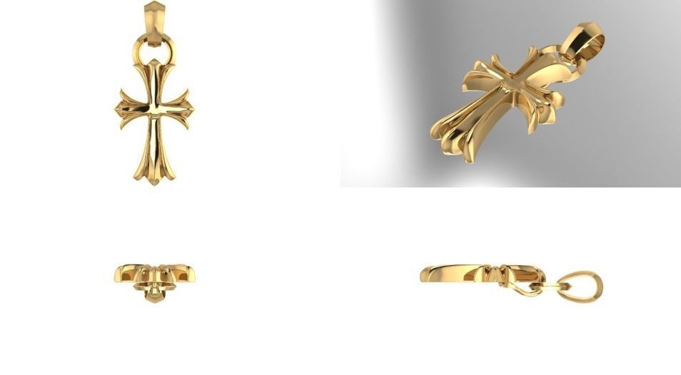 gold cross pendant 3D print model_1