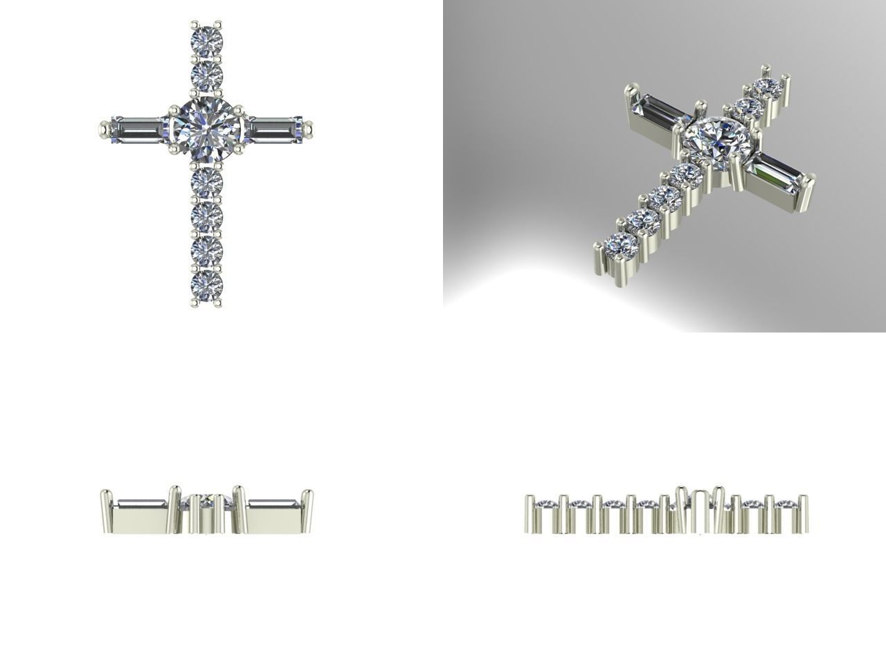 diamond cross pendant 3D print model_1