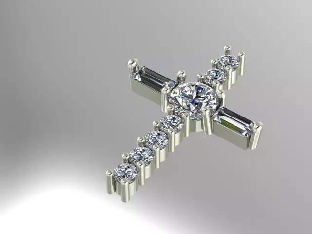 diamond cross pendant 3D print model_0