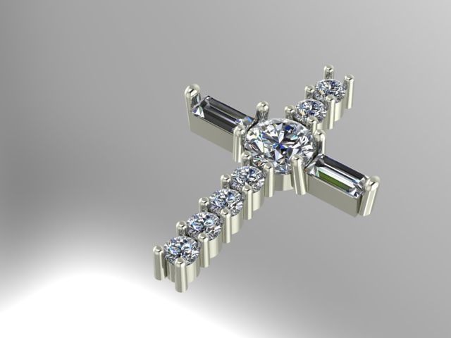 diamond cross pendant 3D print model