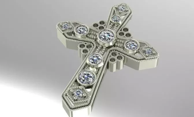 diamond cross pendant 3D print model_0