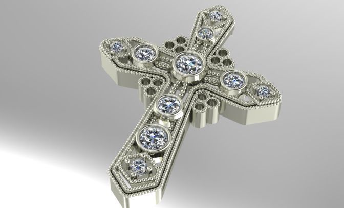diamond cross pendant 3D print model