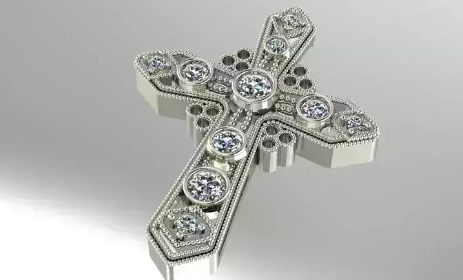 diamond cross pendant 3D print model