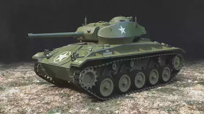 M24 Chaffee tank  Low-poly 3D model