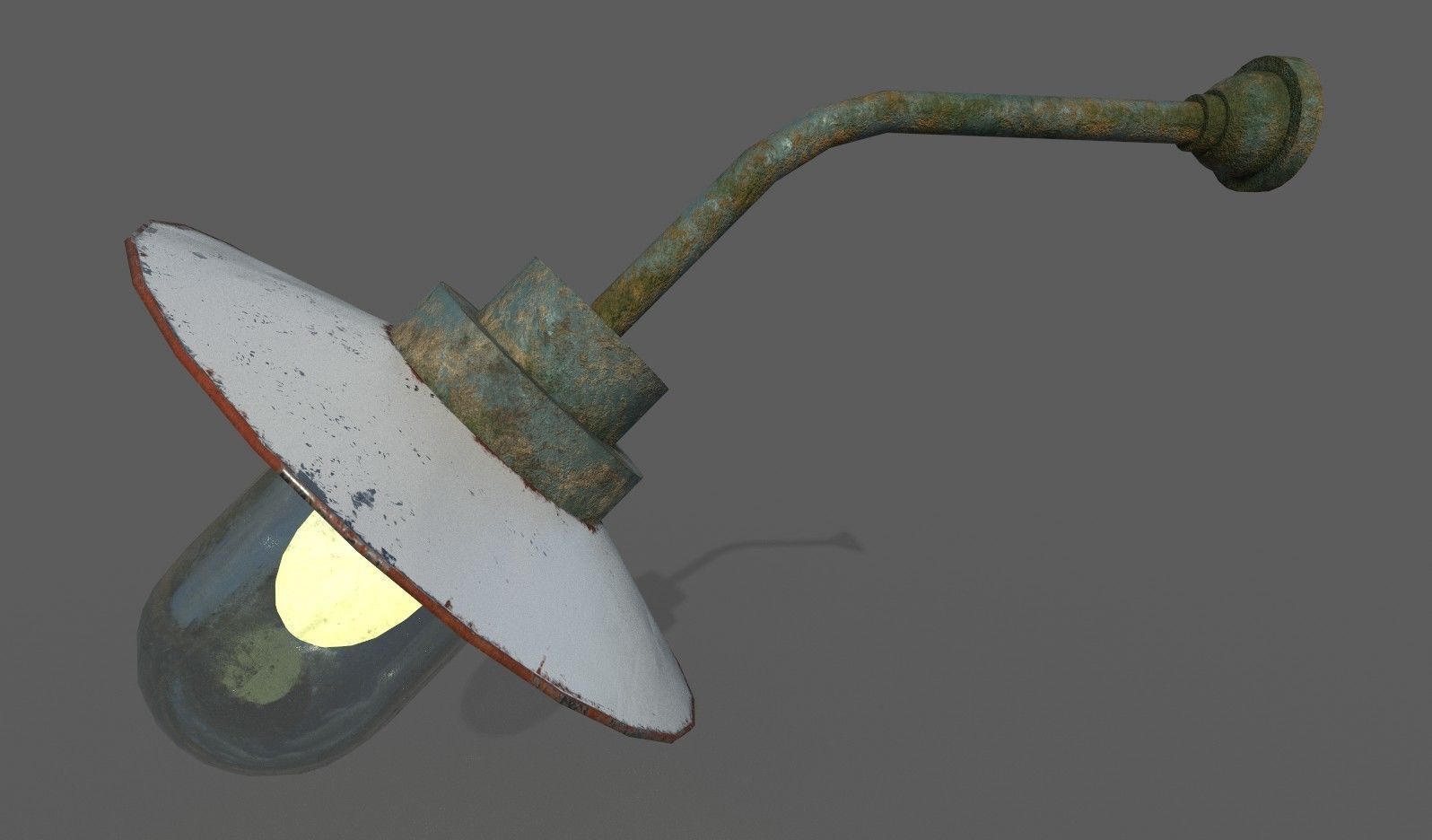Old Rusted Outdoor Wall Lamp Low-poly 3D model_3