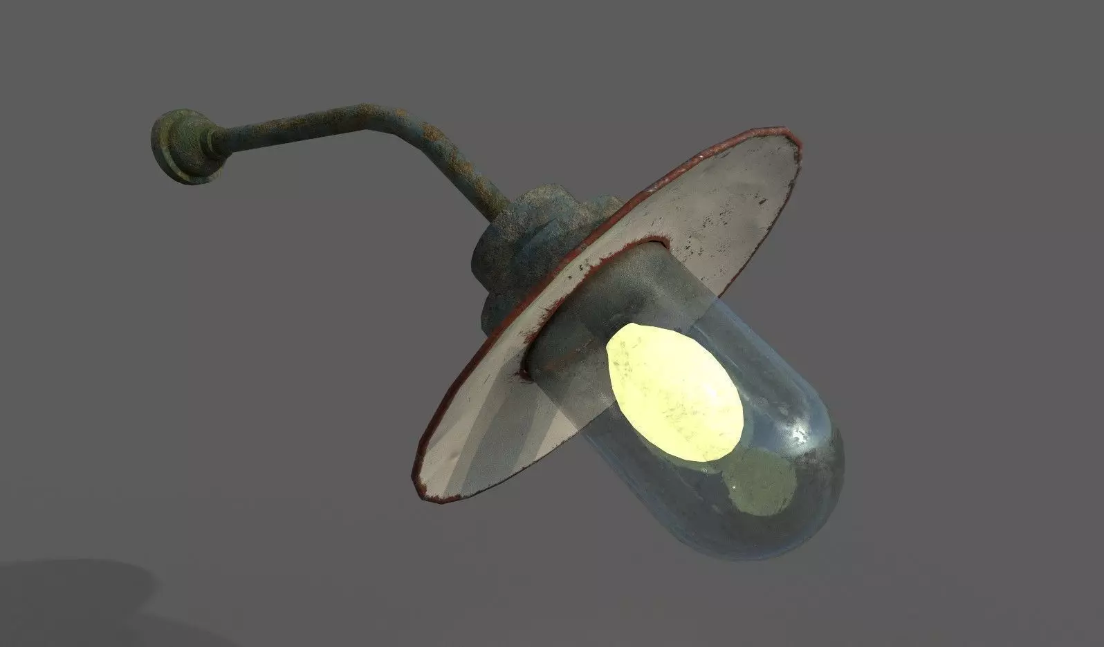 Old Rusted Outdoor Wall Lamp Low-poly 3D model_0