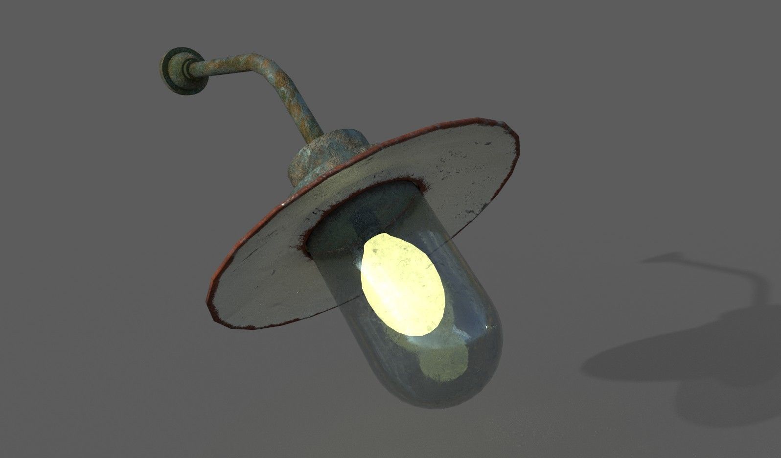 Old Rusted Outdoor Wall Lamp Low-poly 3D model_2