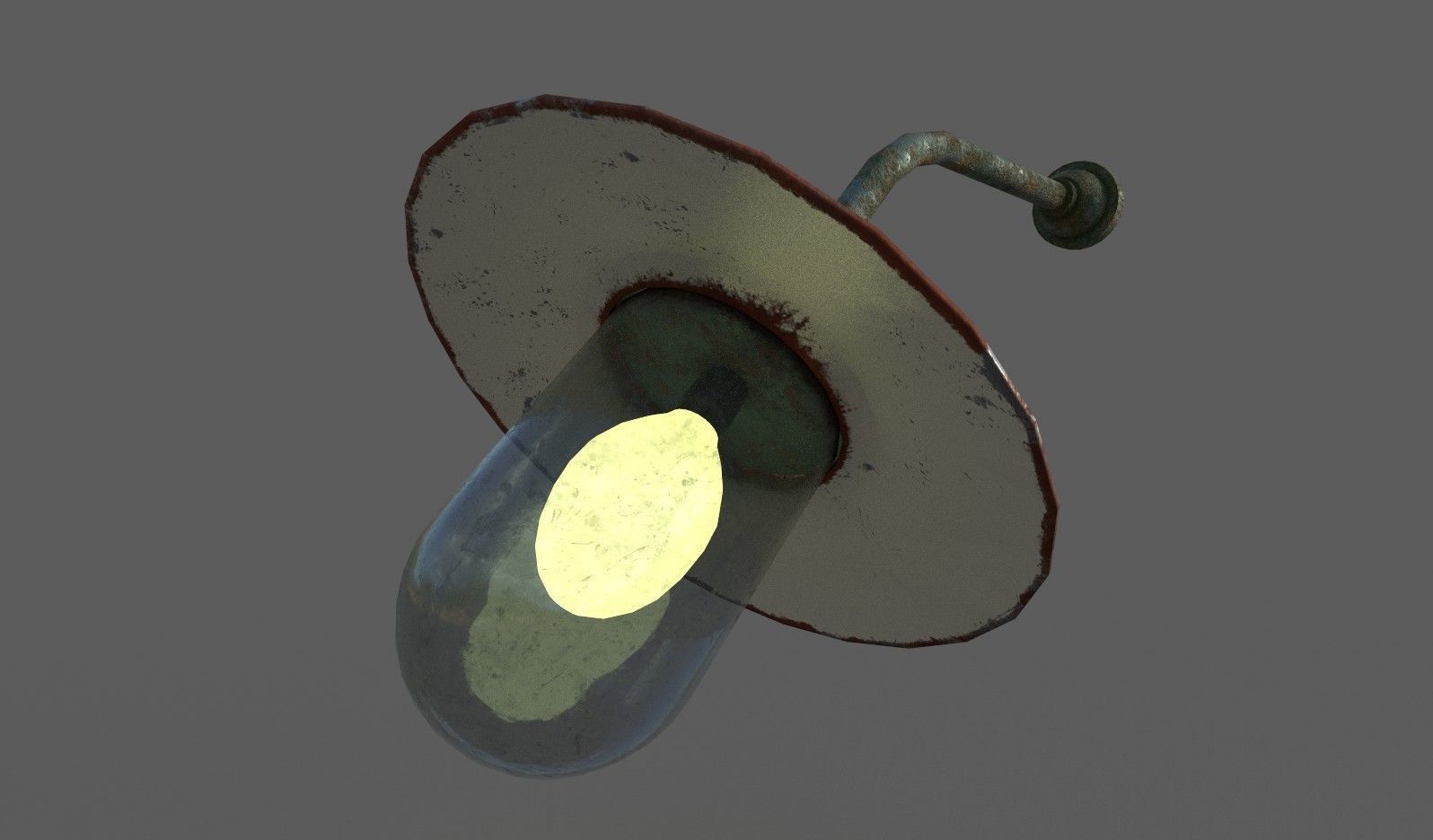 Old Rusted Outdoor Wall Lamp Low-poly 3D model_1