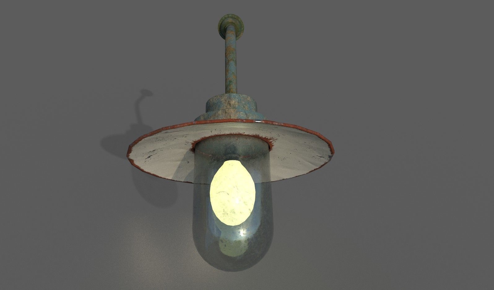 Old Rusted Outdoor Wall Lamp Low-poly 3D model_5