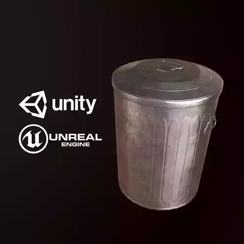 Metal Trash Can - PBR Game Ready Low-poly 3D model