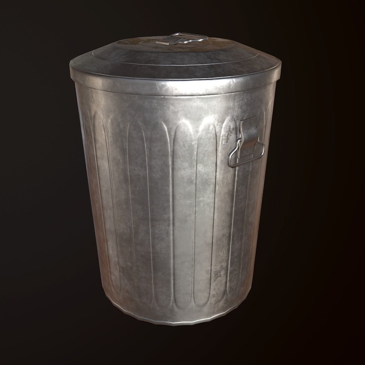 Metal Trash Can - PBR Game Ready Low-poly 3D model_3