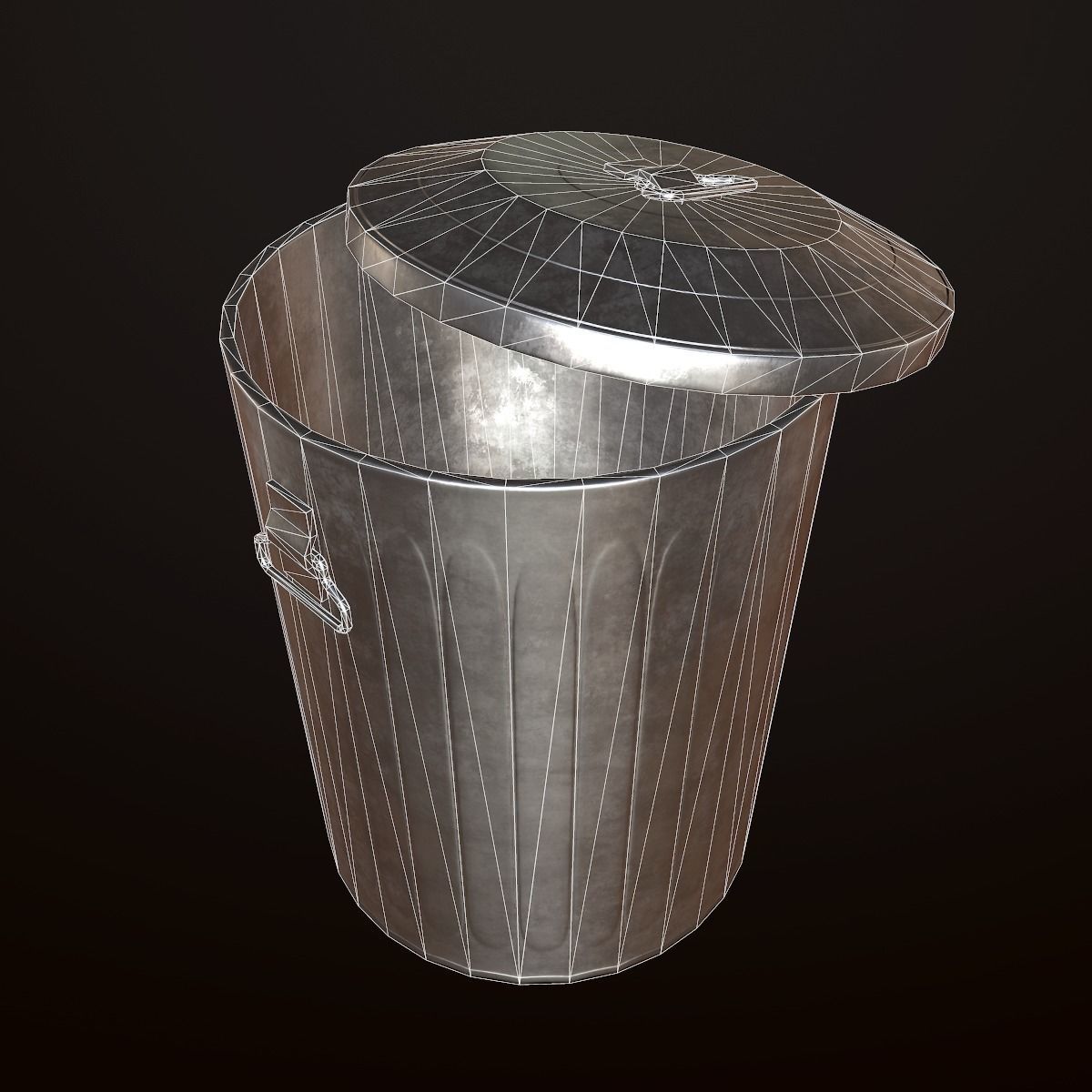Metal Trash Can - PBR Game Ready Low-poly 3D model_9