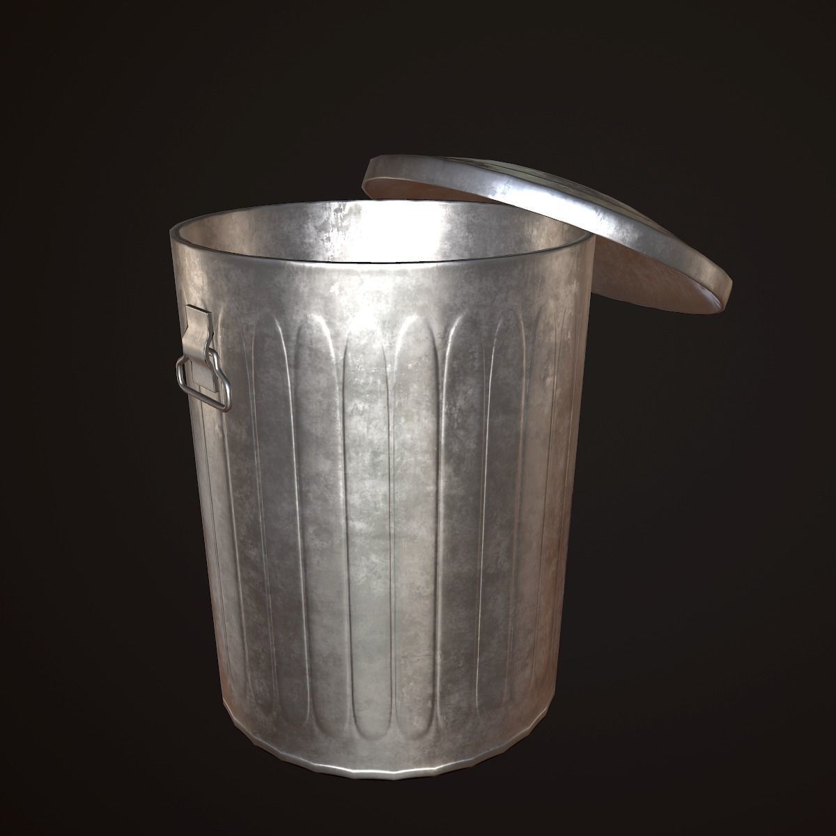 Metal Trash Can - PBR Game Ready Low-poly 3D model_8