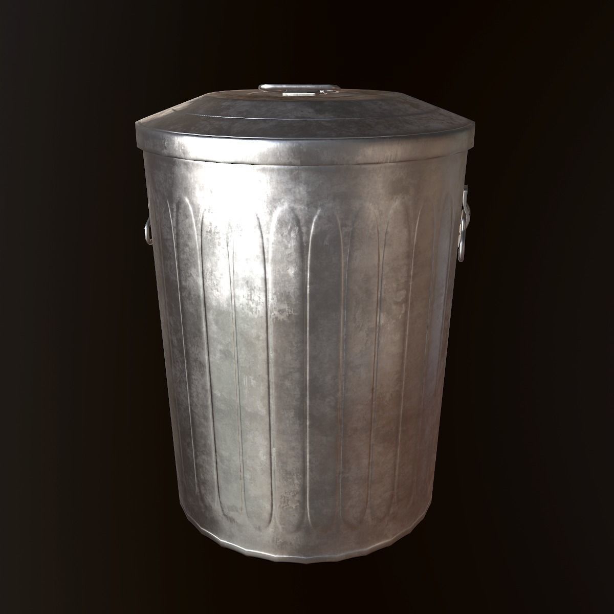 Metal Trash Can - PBR Game Ready Low-poly 3D model_4