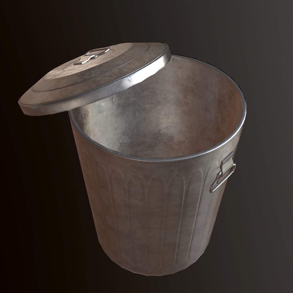Metal Trash Can - PBR Game Ready Low-poly 3D model_2