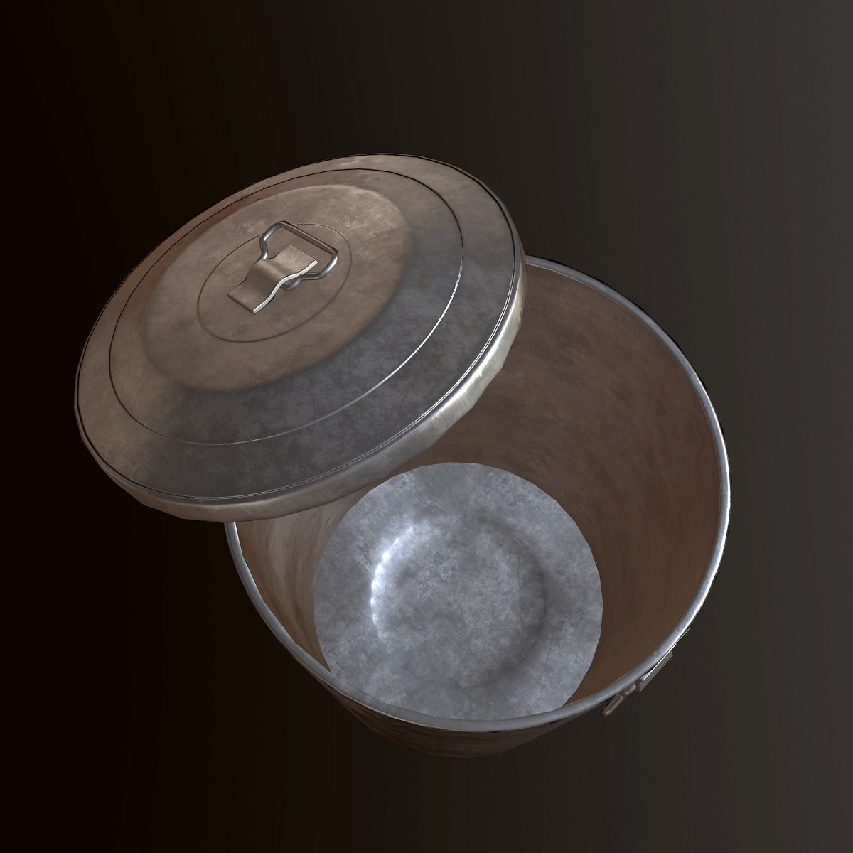 Metal Trash Can - PBR Game Ready Low-poly 3D model_7