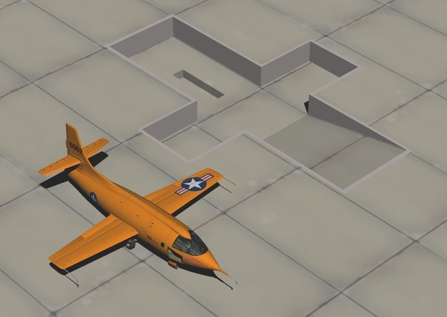 Bell X-1 Rocket Experimental Aircraft and Moat Base Modified 3D model_7