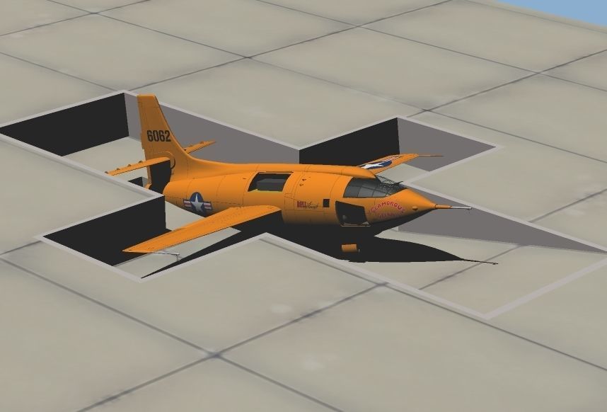 Bell X-1 Rocket Experimental Aircraft and Moat Base Modified 3D model_8