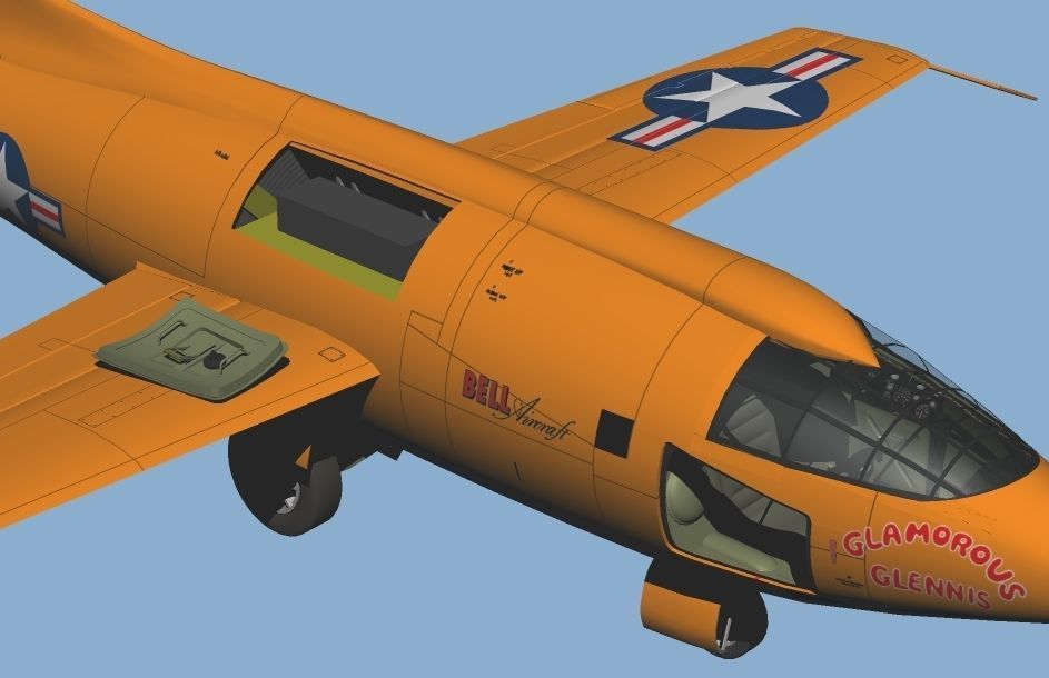 Bell X-1 Rocket Experimental Aircraft and Moat Base Modified 3D model_6