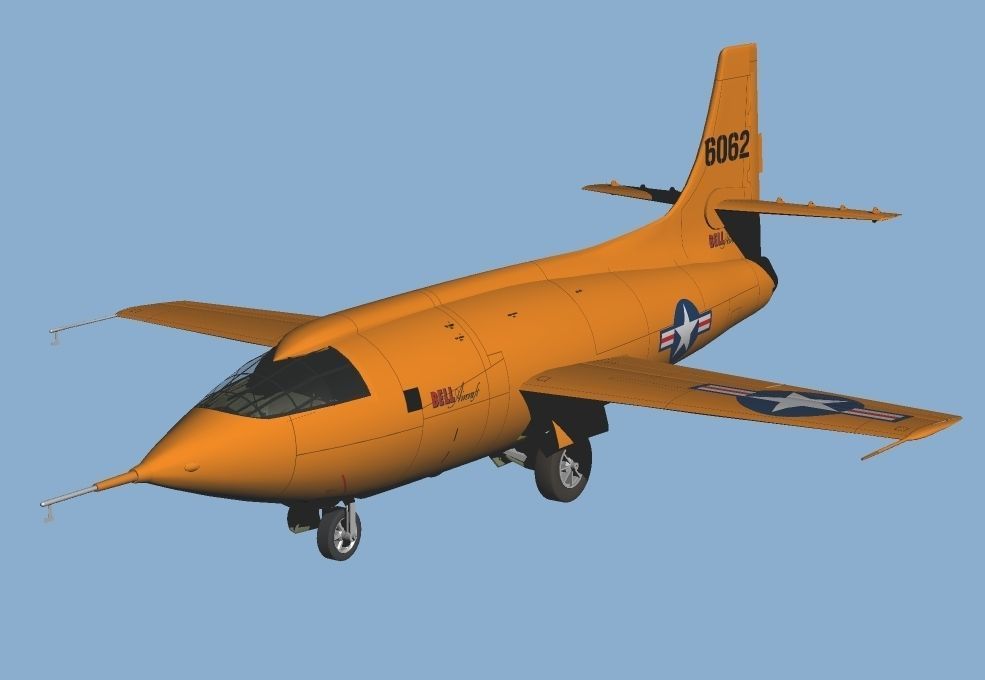 Bell X-1 Rocket Experimental Aircraft and Moat Base Modified 3D model_3