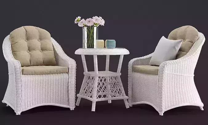 Costa Rica outdoor rattan set 3D model