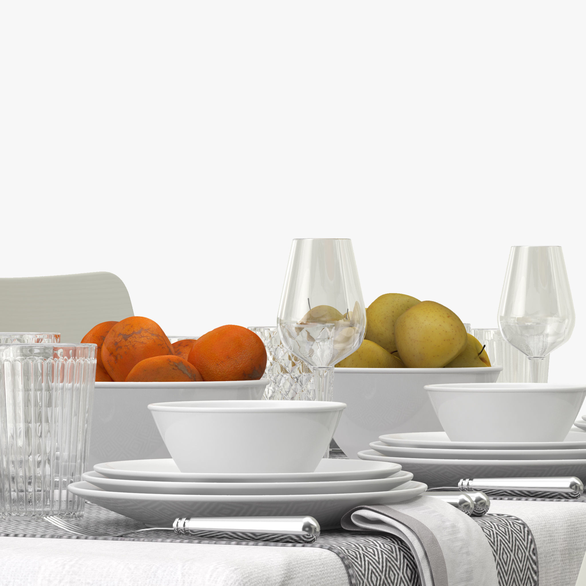 Table Dining Set 3D model_4