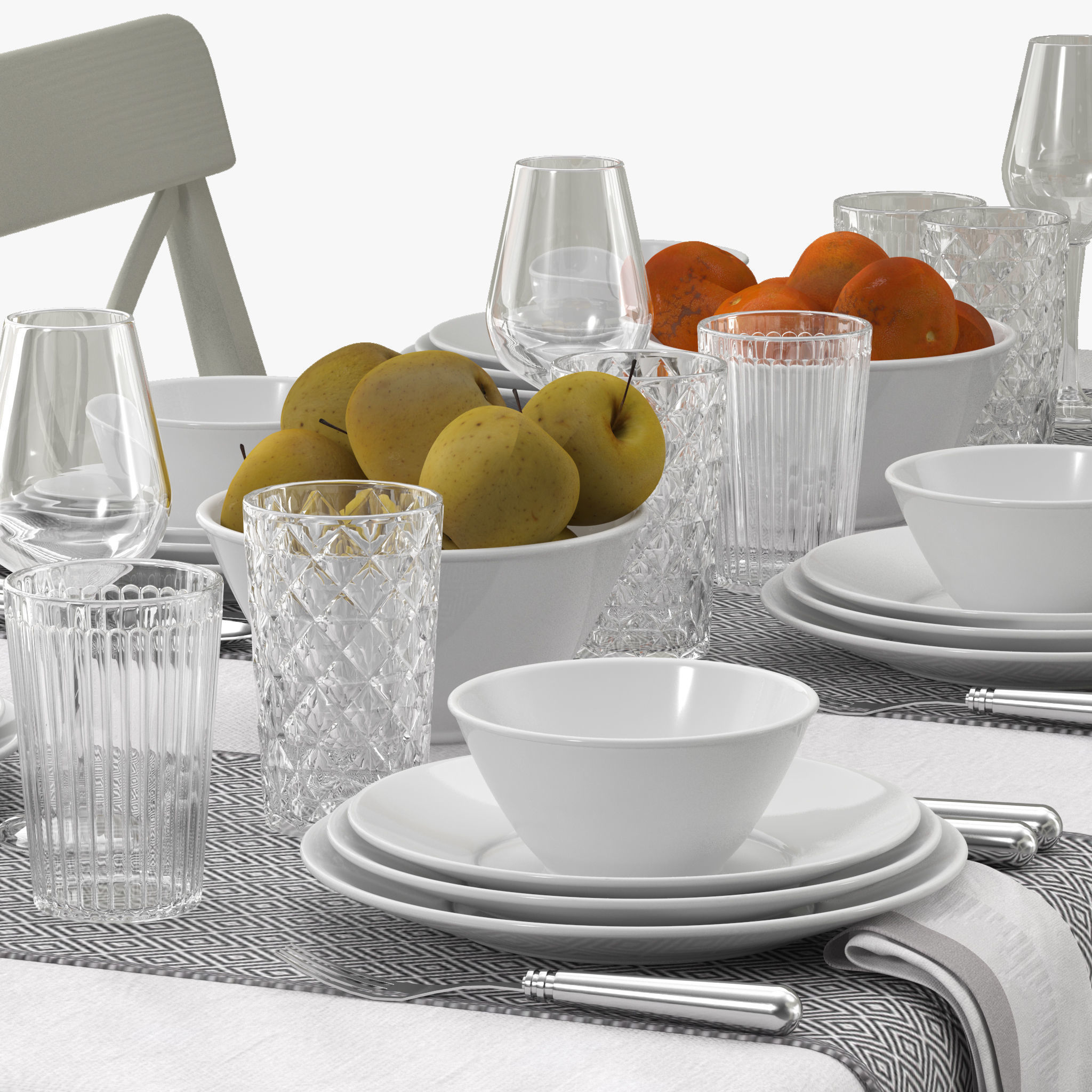 Table Dining Set 3D model_3