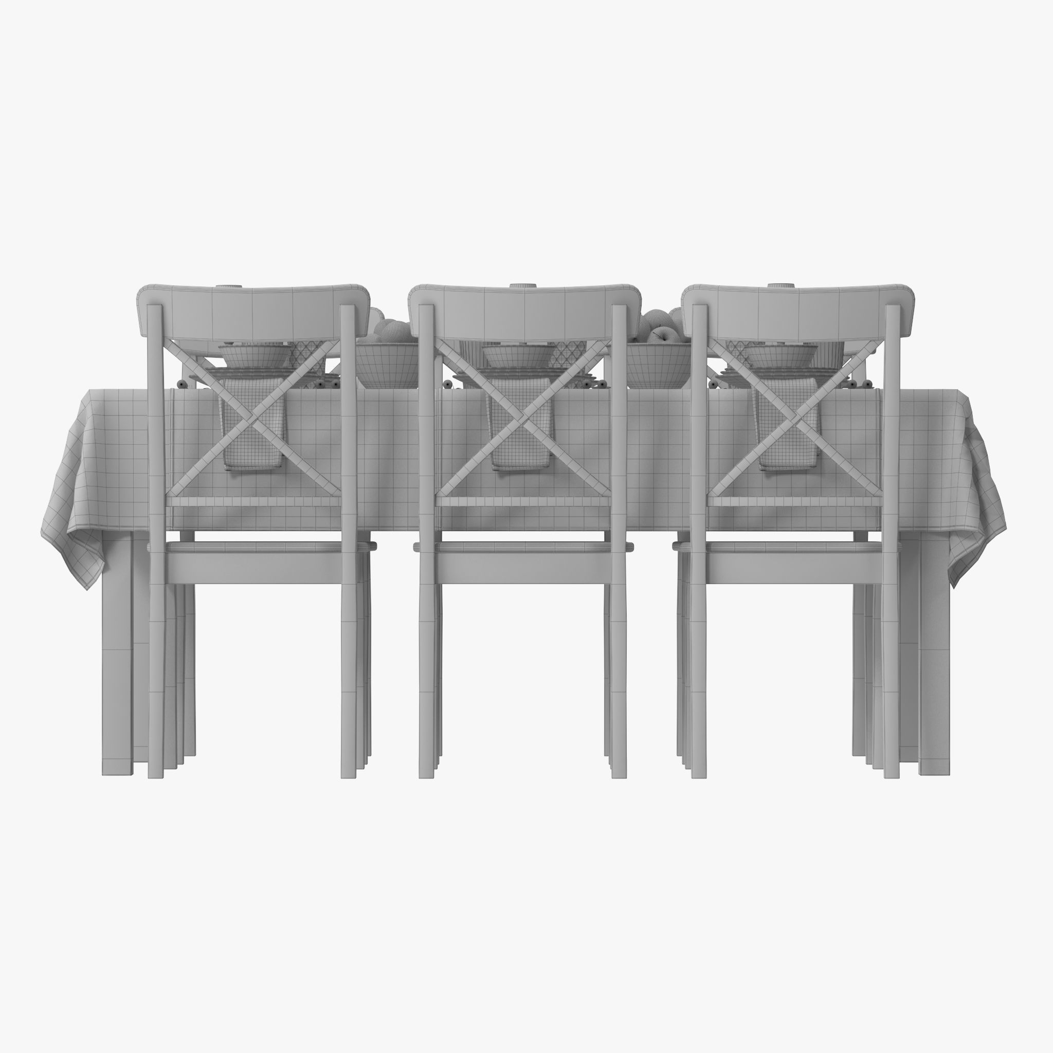 Table Dining Set 3D model_10