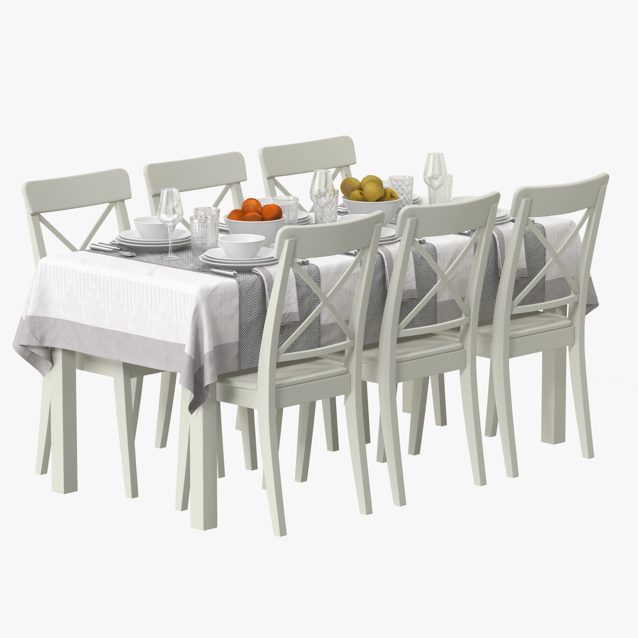 Table Dining Set 3D model_6