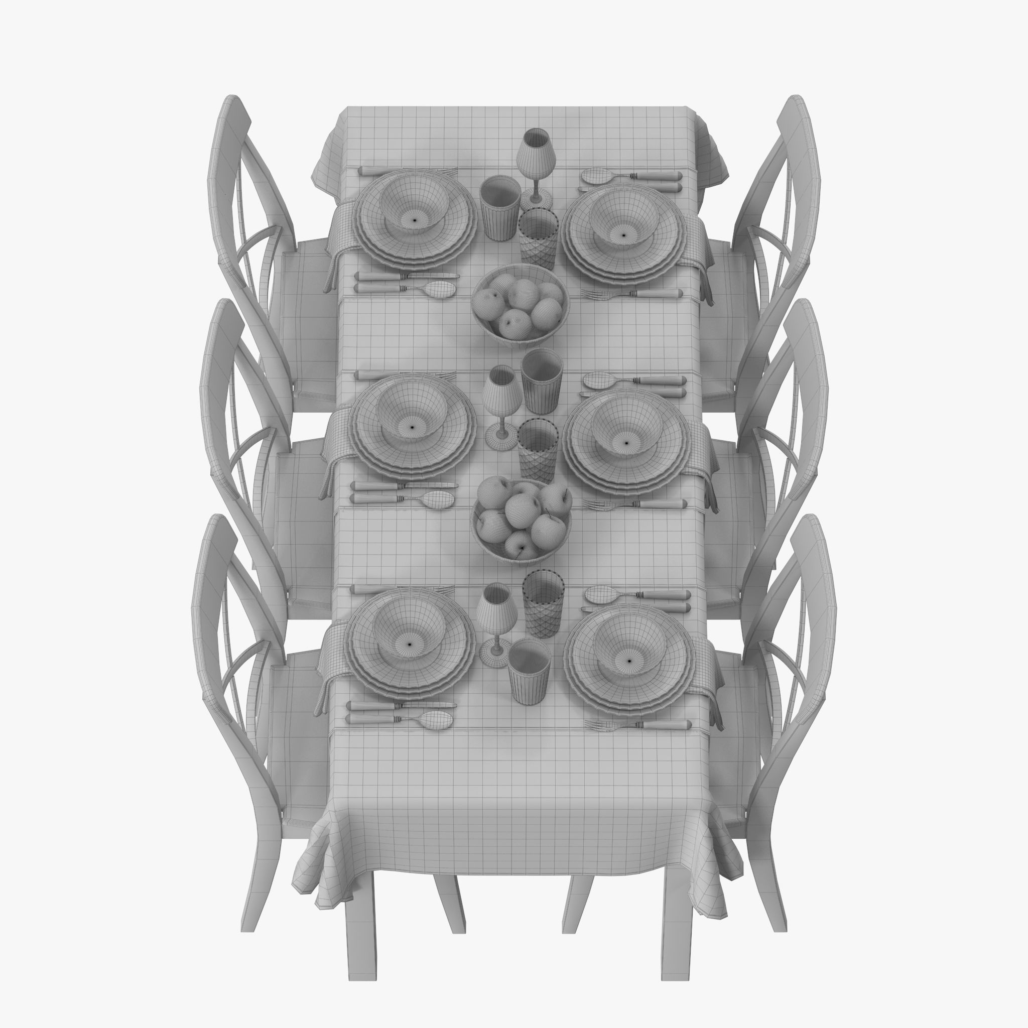 Table Dining Set 3D model_11