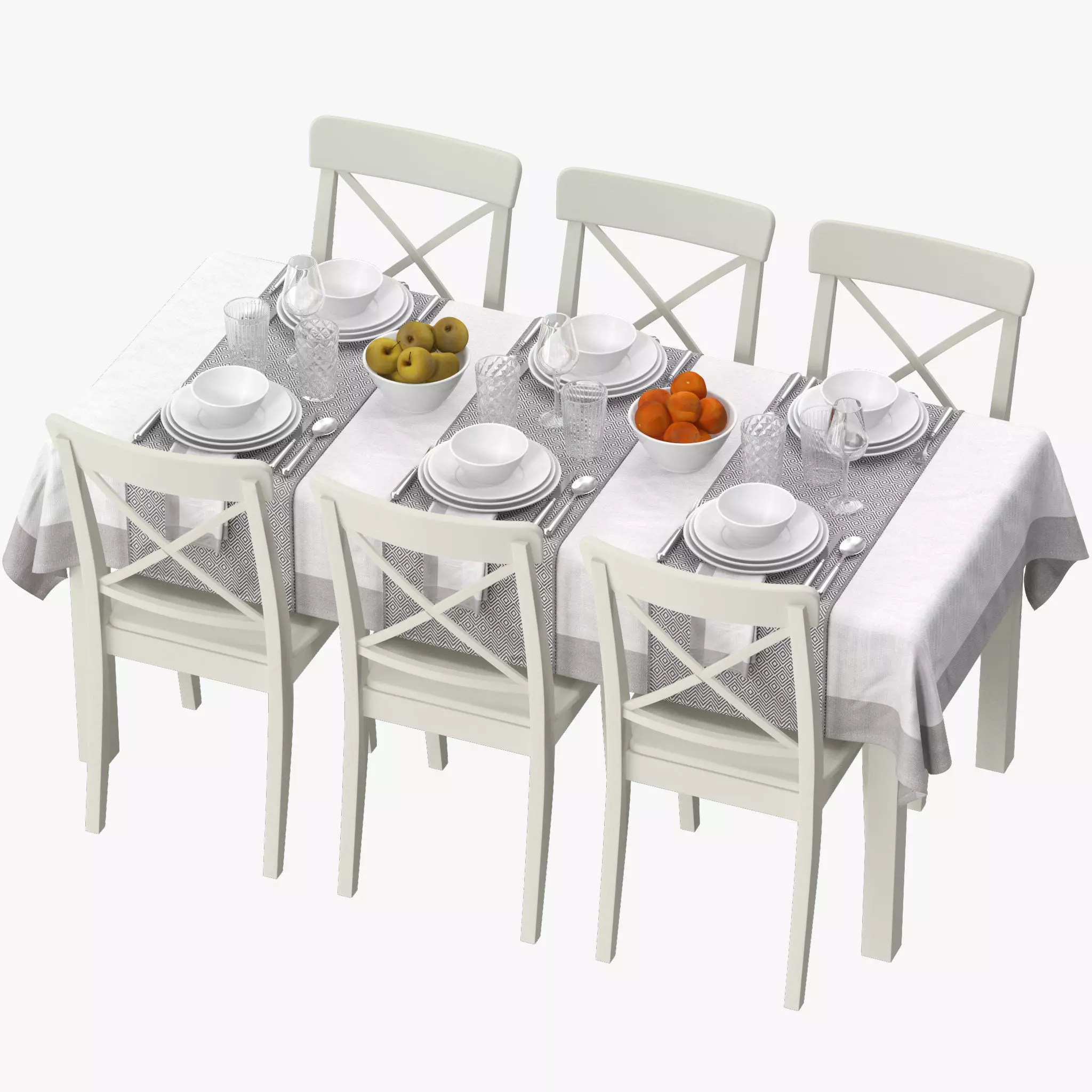 Table Dining Set 3D model_0