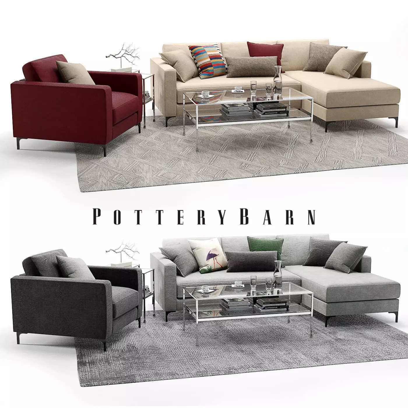 Pottery Barn Jake set 3 3D model_0
