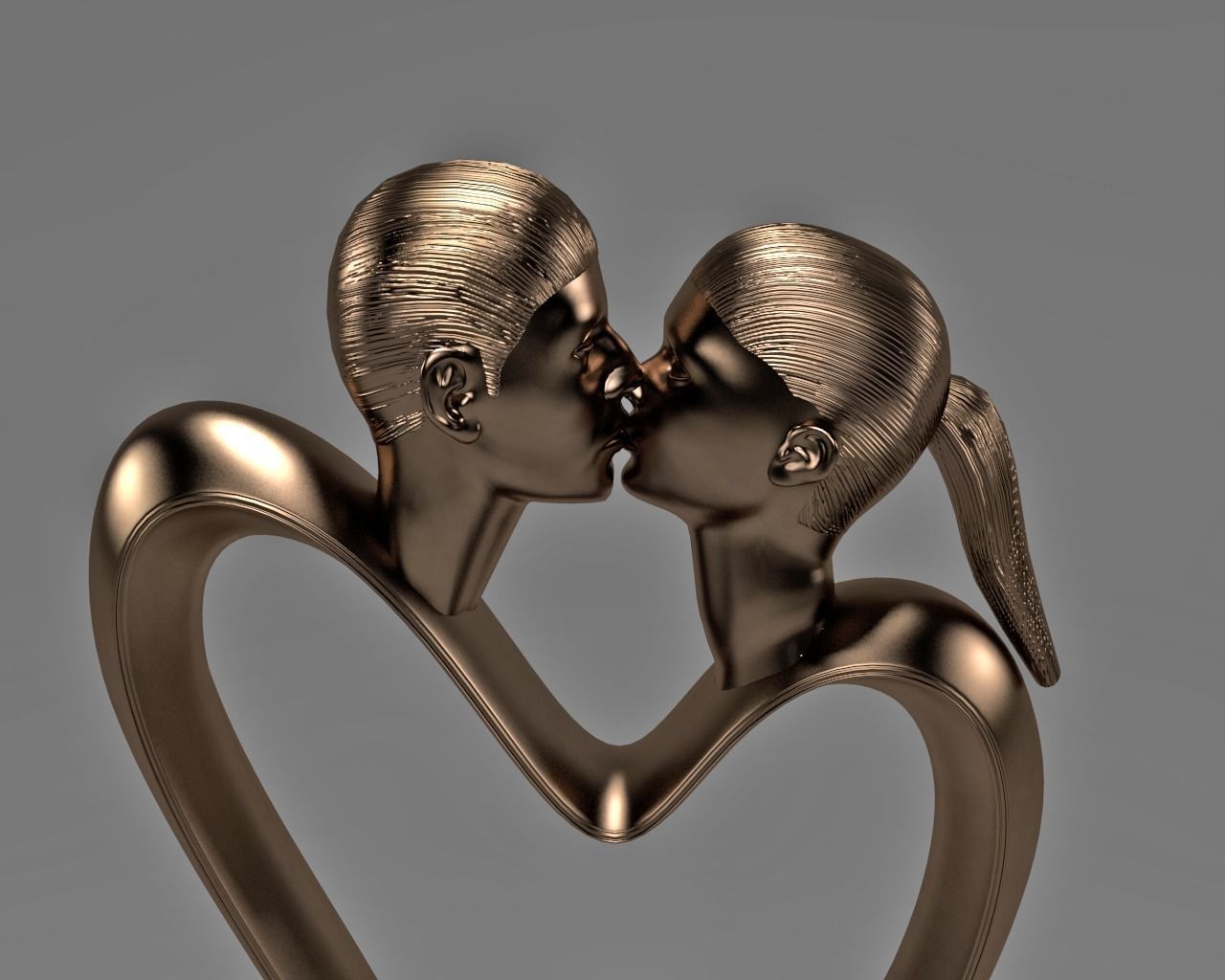 The Kiss in Bronze 3D model_3