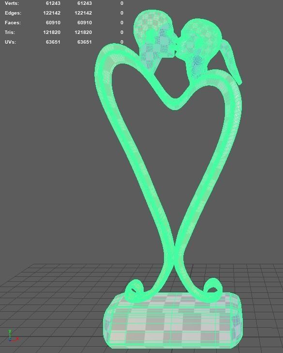 The Kiss in Bronze 3D model_4